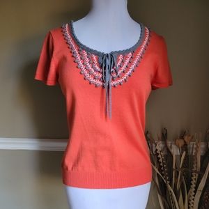 Brina & em Keyhole Orange Sweater Large